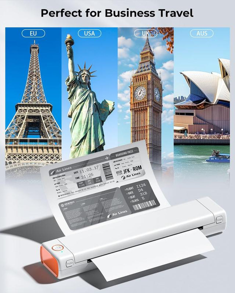 Phomemo M08F Inkless Portable Bluetooth Printer – Supports 8.5" X 11" Letter & A4 Thermal Paper, Compatible with Ios, Android & Laptops, Perfect for Office, Home, School, Business & Travel