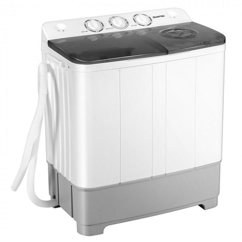 COSTWAY Portable Washing Machine, 13/20/22/26Lbs Mini Twin Tub Washing Machine W/Drain Pump, Semi Automatic Compact Washer & Sipnner, Portable Washer Dryer Combo for Apartments Dorms RV Camping