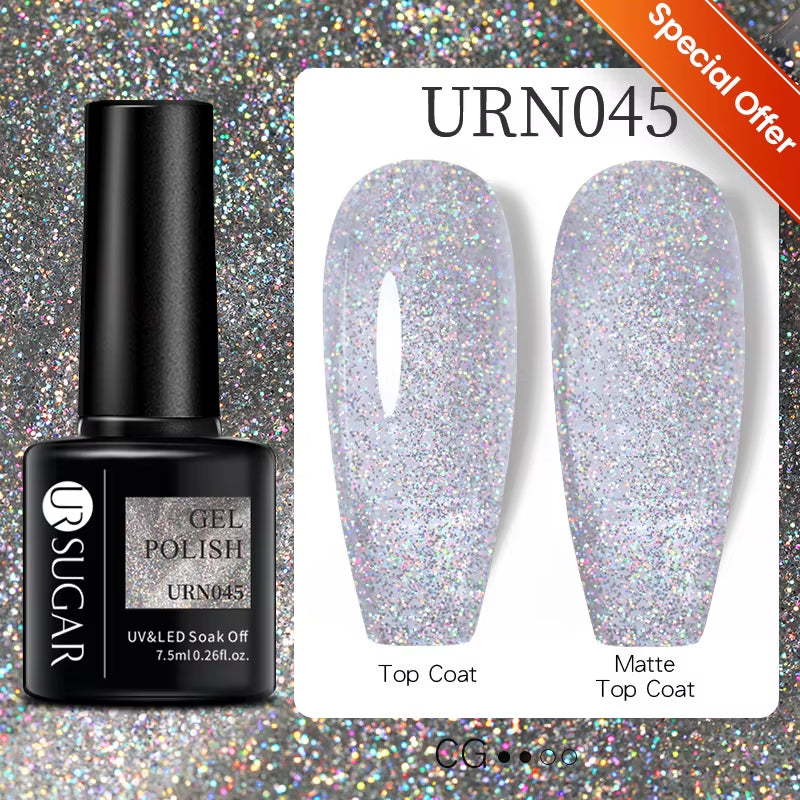 7Ml Champagne Gold Sequins Gel Nail Polish Bright Sparkling Glitter French Semi Permanent Nail Painting UV Gel