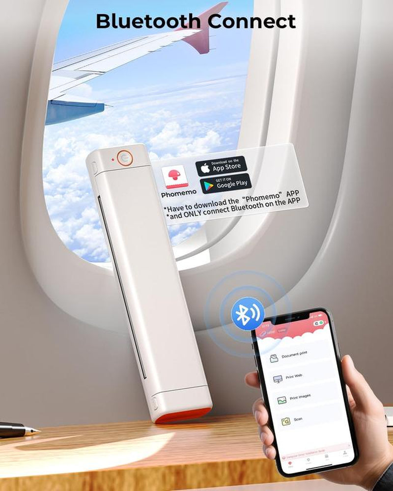 Phomemo M08F Inkless Portable Bluetooth Printer – Supports 8.5" X 11" Letter & A4 Thermal Paper, Compatible with Ios, Android & Laptops, Perfect for Office, Home, School, Business & Travel