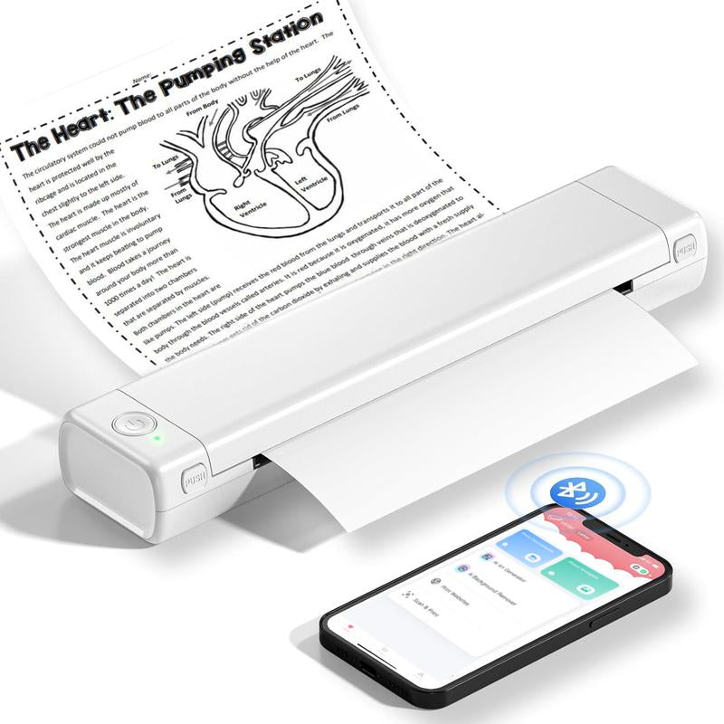 Phomemo M08F Inkless Portable Bluetooth Printer – Supports 8.5" X 11" Letter & A4 Thermal Paper, Compatible with Ios, Android & Laptops, Perfect for Office, Home, School, Business & Travel