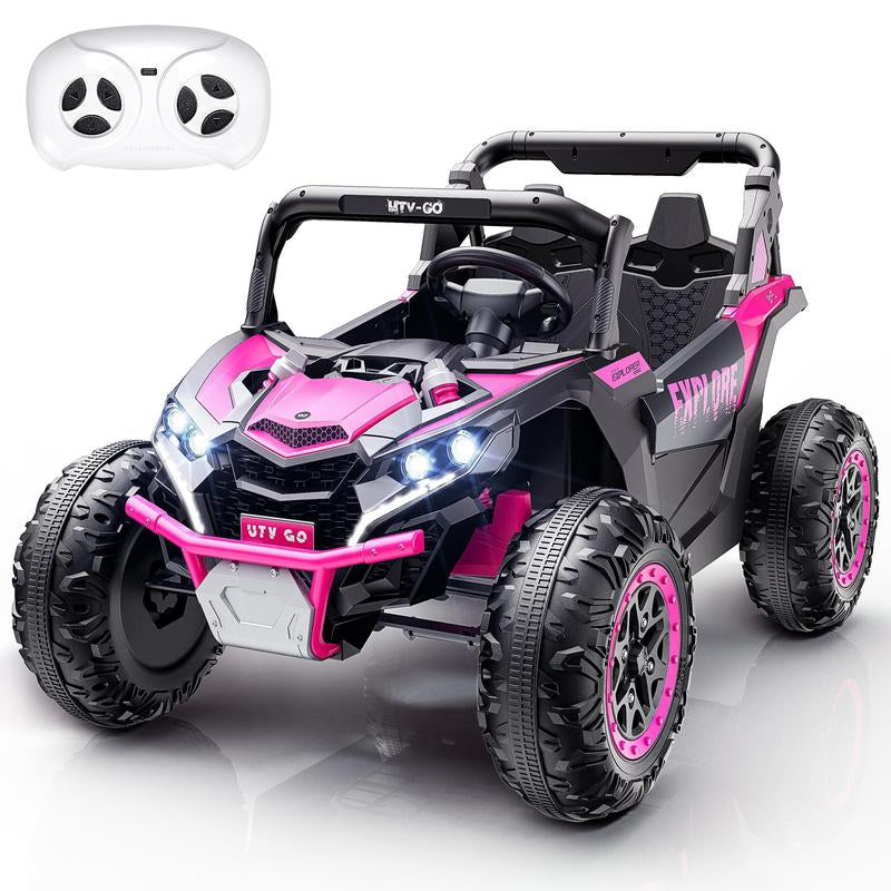 EM-KC03）2 Seater Kids Ride on Car, Electric 4WD Off-Road UTV Truck, 7Ah Large Battery Kids Electric Car with Remote Control, Safety Belt, Horn, Music, and Lights for Kids Aged 3-8 Years Blue