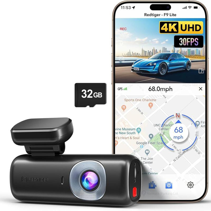 REDTIGER 4K 3 Channel Dash Cam, 5Ghz Wifi Built-In GPS, 64GB Card, 2160P+1080P+1080P, Triple Car Camera, Fathersdaygiftg Mode (F17) Automotive Vehiclefuses with IR Night Vision & G-Sensor Emergency Recording Tiktokshopblackfriday
